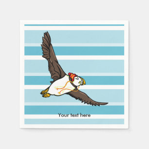 Guardanapo De Papel Puffin Vestindo um chapéu de inverno maluco