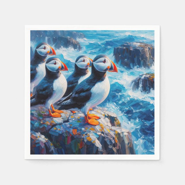Guardanapo De Papel Puffins (Frente)
