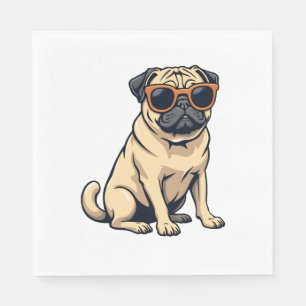 Guardanapo De Papel Pug Antigo Fazendo Dab com Óculos de Sol Cachorro 