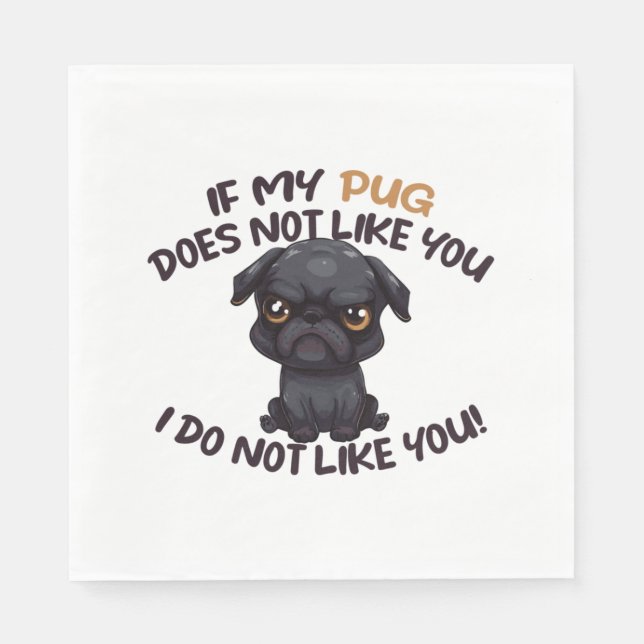 Guardanapo De Papel Pug com raiva (preto) - Design exclusivo (Frente)