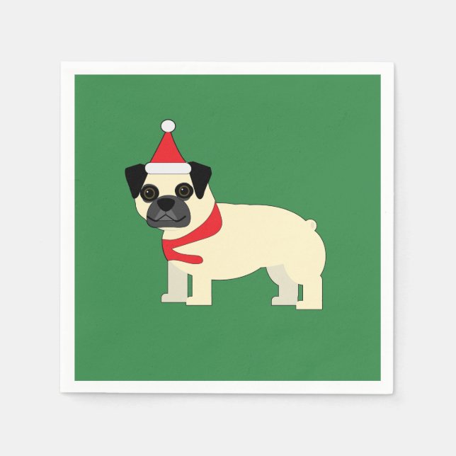 Guardanapo De Papel Pug de Natal (Frente)