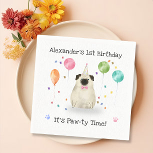 Guardanapo De Papel Pug Deixa Cachorro Festa de aniversário