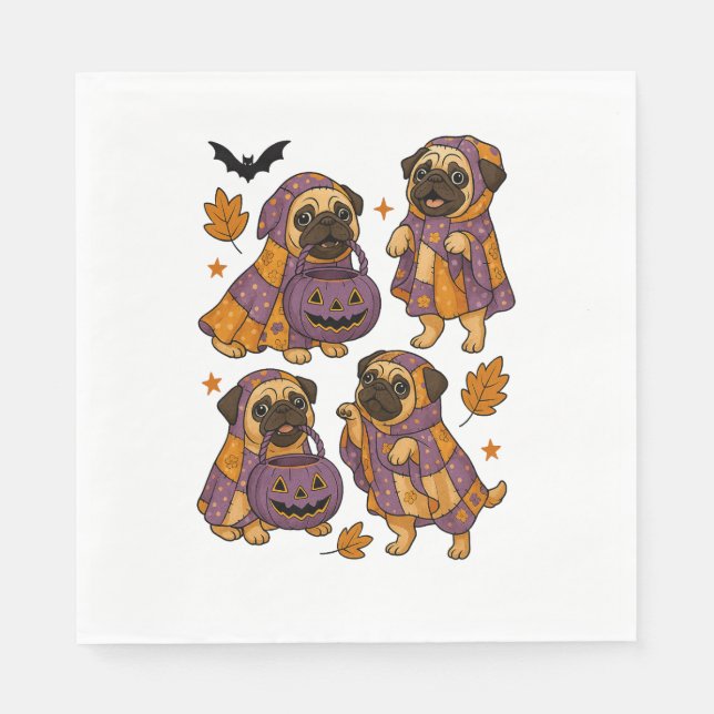 Guardanapo De Papel Pug Dog Ghost Halloween Spooky (Frente)