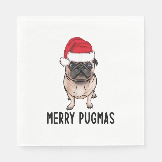 Guardanapo De Papel Pug Feliz Natal Pug Feliz Pugmas (Frente)