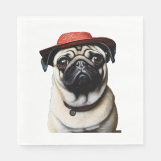 Guardanapo De Papel Pug in red hat Classic T Shirt