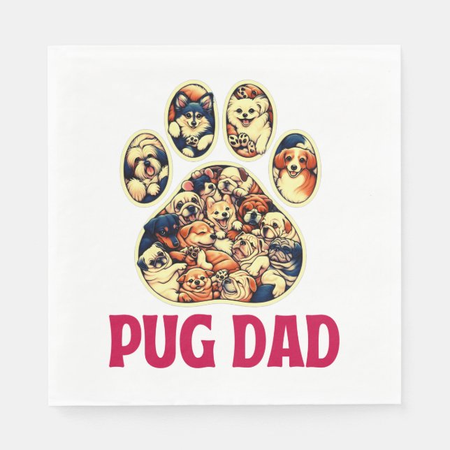 Guardanapo De Papel Pug Pai Cachorro Amava o Dia do Pai Teto (Frente)