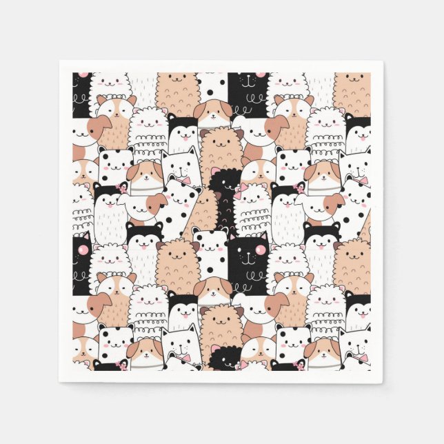 Guardanapo De Papel Pugs de Corte (Frente)