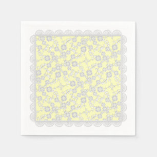 Guardanapo De Papel Pulverização Floral,PAPEL Lace-BRANCO-AMARELO-LE
