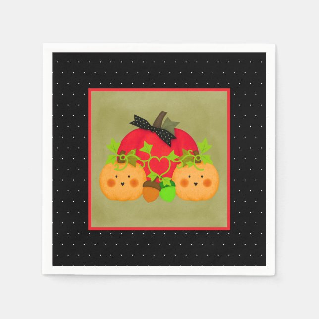 Guardanapo De Papel Pumpkin & Acorn Outubro Halloween Bridal (Frente)