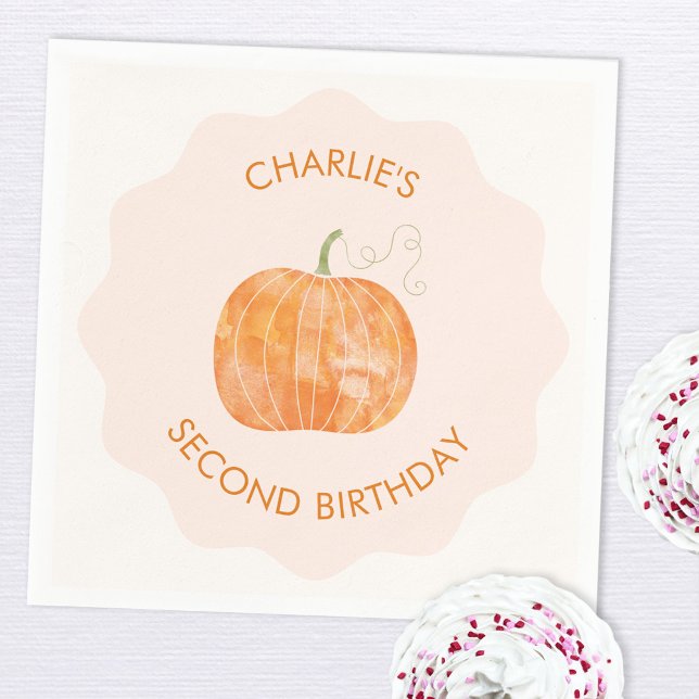 Guardanapo De Papel Pumpkin Autumn Fall Second segundo aniversário (Pumpkin 2nd second birthday paper party napkin)