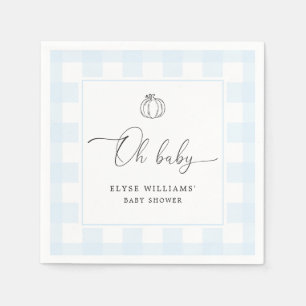 Guardanapo De Papel Pumpkin Azul Gingham Oh Papel Bebê Napkin