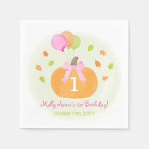 Guardanapo De Papel Pumpkin Bonito e Balões Queda primeiro aniversari