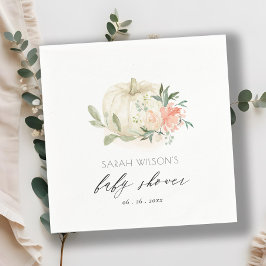 Guardanapo De Papel Pumpkin Branco Blush Floral Baby BrunChá