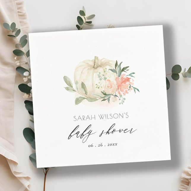 Guardanapo De Papel Pumpkin Branco Blush Floral Baby BrunChá (Criador carregado)