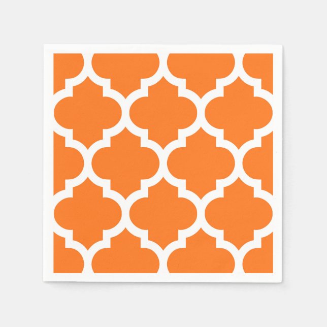 Guardanapo De Papel Pumpkin Laranja What Quatrefoil Marroquino Padrão  (Frente)