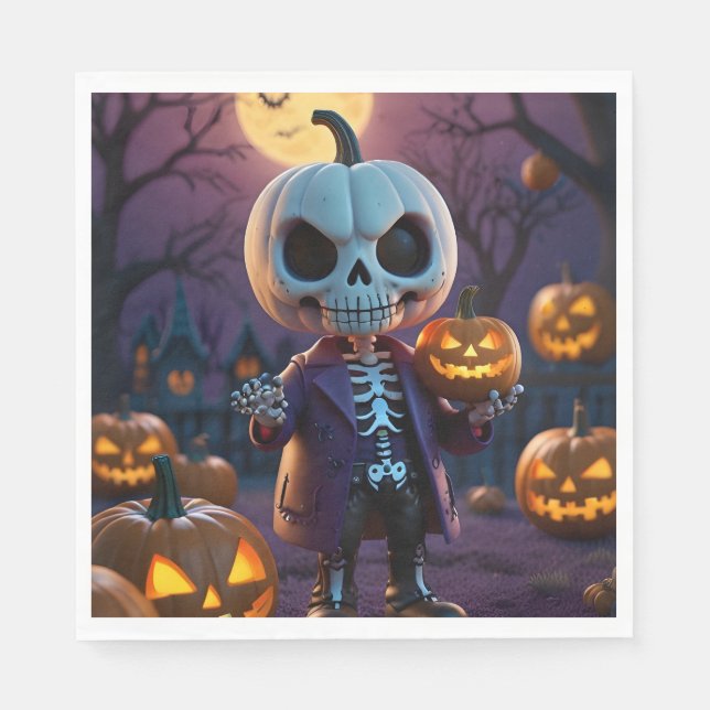 Guardanapo De Papel Pumpkin Patch Skeleton Companion (Frente)