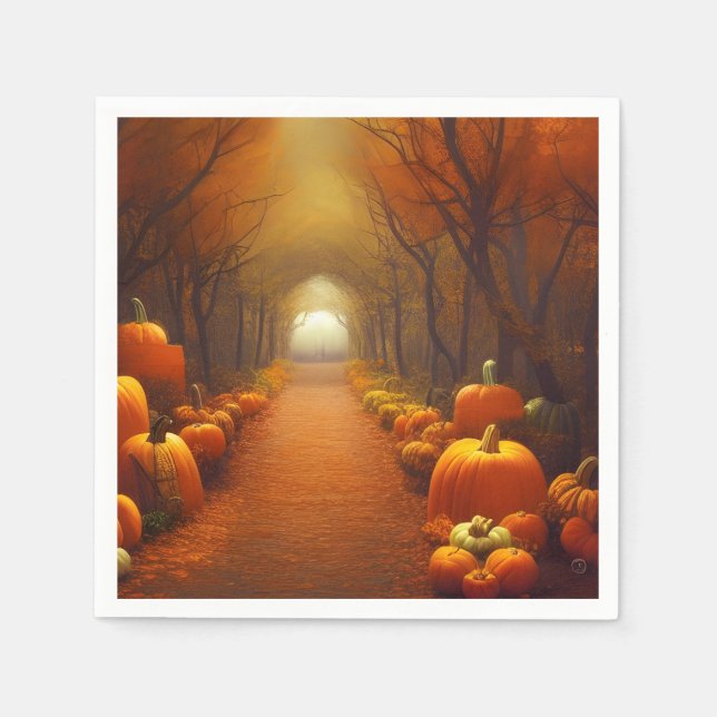 Guardanapo De Papel Pumpkin Path Belo Livro de Cena de Outono (Frente)