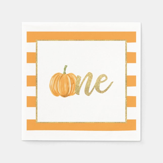 Guardanapo De Papel Pumpkin Primeiro Aniversário Napkin - Garoto Laran (Frente)