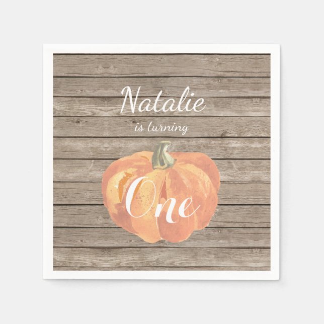 Guardanapo De Papel Pumpkin Russo Cai Primeira Festa de aniversário (Frente)