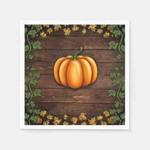Guardanapo De Papel Pumpkin Russo Dourado Ivy Autumn Country