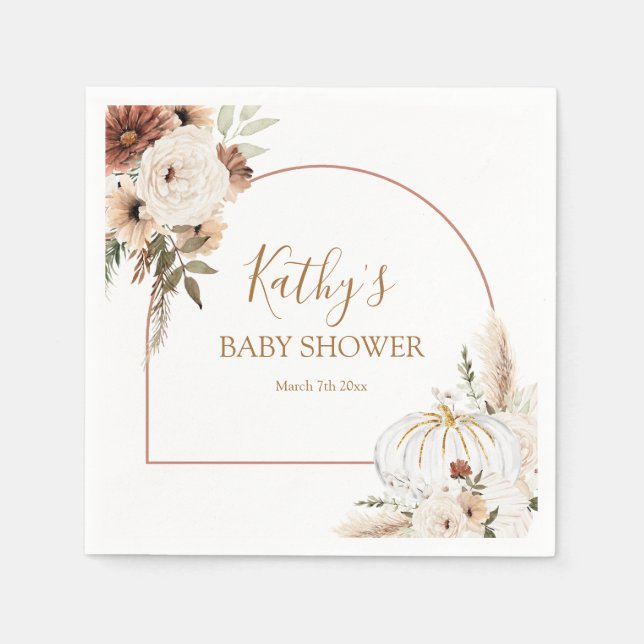 Guardanapo De Papel Pumpkin Rustic Floral Boho Cai No Papel (Frente)