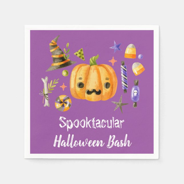 Guardanapo De Papel Pumpkin Spooktacular do Halloween Bash Party Puro (Frente)