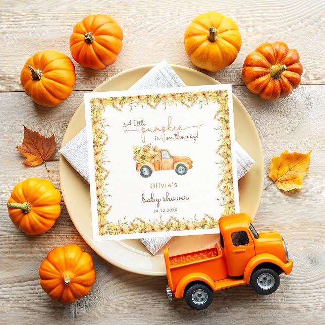 Guardanapo De Papel Pumpkin Truck | Chá de fraldas de girassóis (Criador carregado)