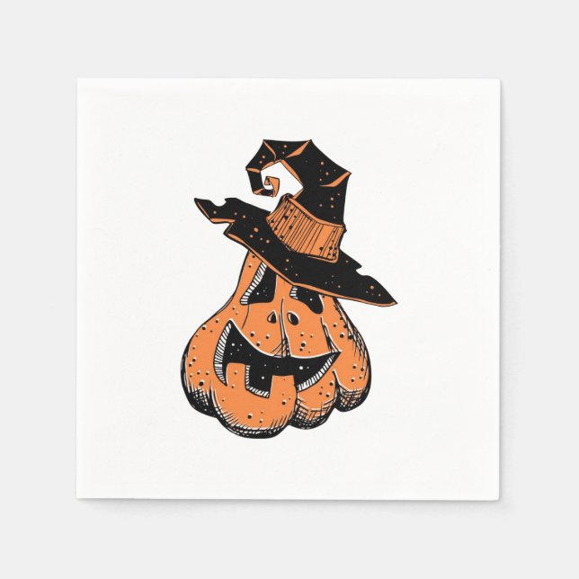 Guardanapo De Papel Pumpkin Witch Doodle (Frente)