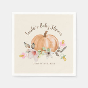 Guardanapo De Papel Pumpkins Pacifier Floral Fall Chá de fraldas
