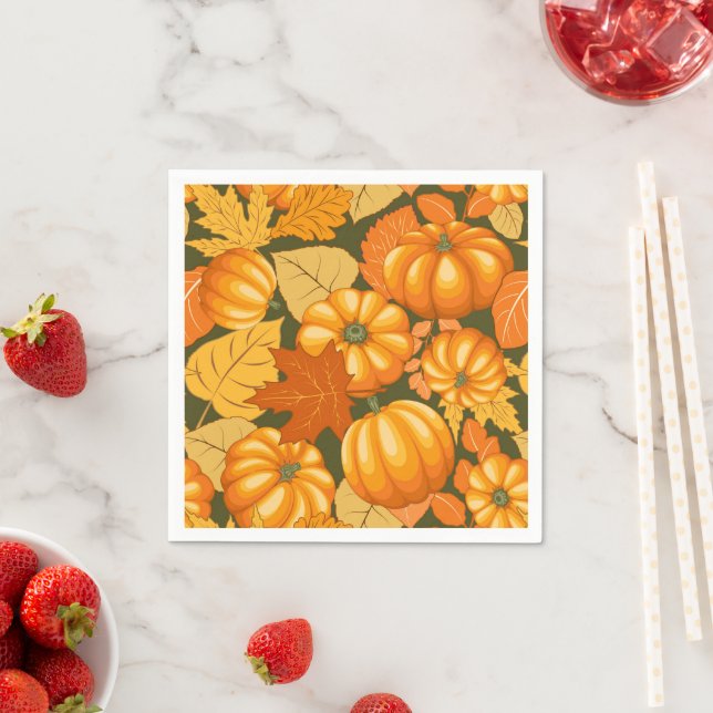 Guardanapo De Papel Pumpkins Patterno do Halloween em Fall Season (Insitu)
