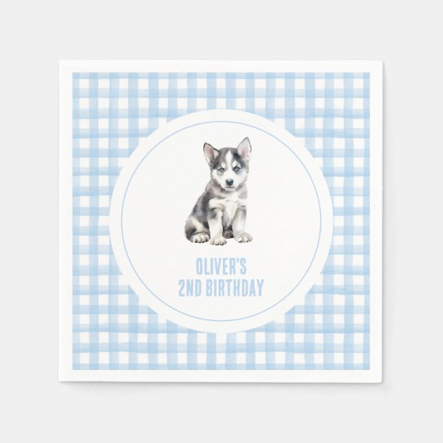 Guardanapo De Papel Puppy preppy plaid birthday (Frente)