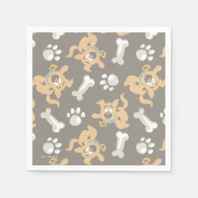Guardanapo De Papel Puppy Scooby-Doo Bone & Paw Print Patterno (Frente)