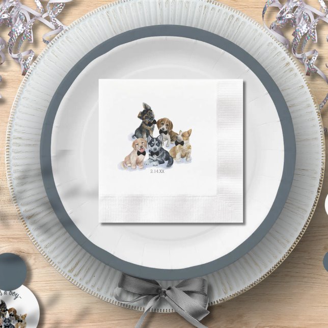 Guardanapo De Papel Pure Puppy | Chá de fraldas de Torre Negra (Pure Puppy | Black Tie Elegant Cute Baby Shower Napkins)