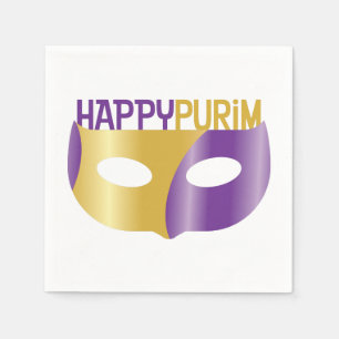 Guardanapo De Papel Purim Dourado e máscara
