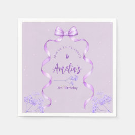Guardanapo De Papel Purple Bow Birthday Any Age