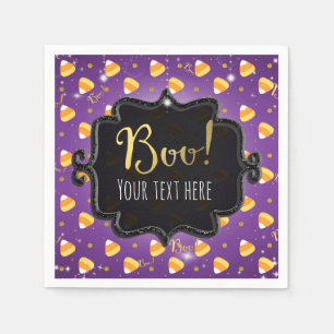Guardanapo De Papel Purple Candy Corn & Gold Dots Fantasia de Hallowee