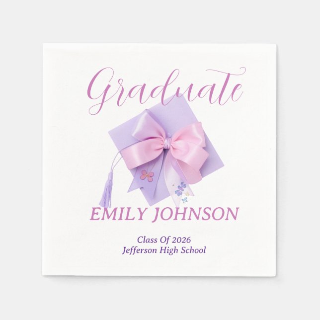Guardanapo De Papel Purple Cap Graduation Party Paper (Frente)