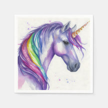 Purple e Rainbow Fantasy Unicorn Watercolor
