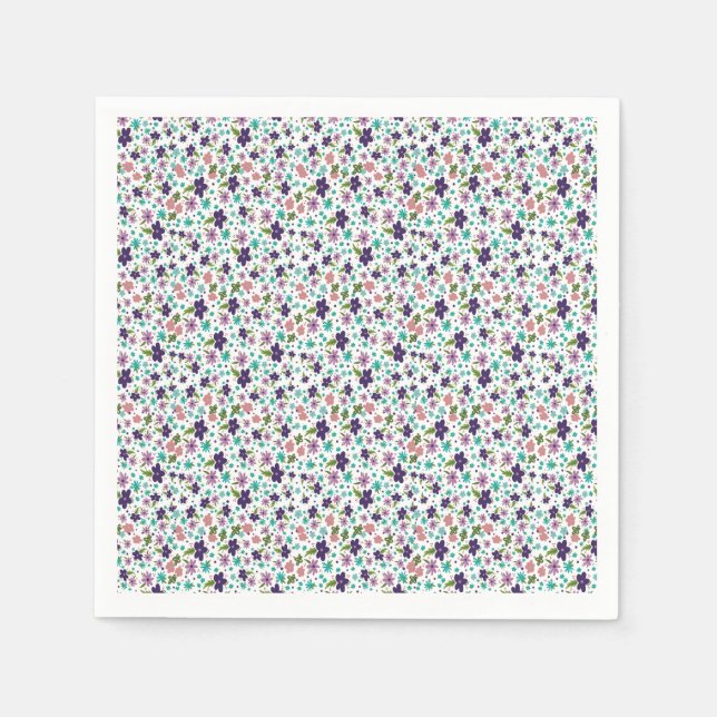 Guardanapo De Papel Purple e Teal Floral (Frente)