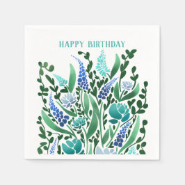 Guardanapo De Papel Purple Floral Birthday Napkins