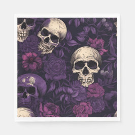 Guardanapo De Papel Purple Floral Gótico Skull Halloween