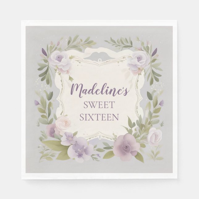 Guardanapo De Papel Purple Floral Napkins (Frente)