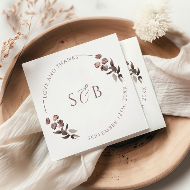 Guardanapo De Papel Purple Floral Obrigado Casamento (Criador carregado)