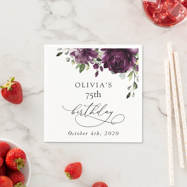 Guardanapo De Papel Purple Flowers, Plum Flowers, Boho, Birthday (Insitu)