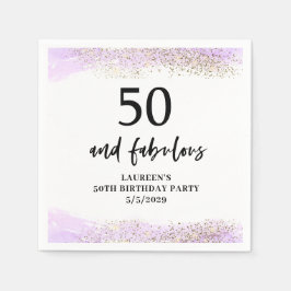 Guardanapo De Papel Purple Glitter Purple 50th Birthday Party