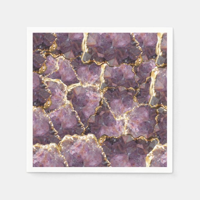 Guardanapo De Papel Purple Gold Crystal Collage Napkins (Frente)