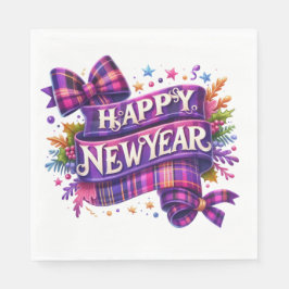 GUARDANAPO DE PAPEL PURPLE HOLIDAY HAPPY NEW YEAR THEME