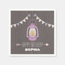 Purple Lanterna Birthday Napkins