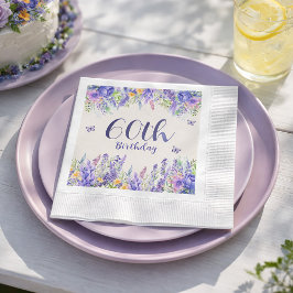 Guardanapo De Papel Purple Lavender Floral Garden Party 60th Birthday