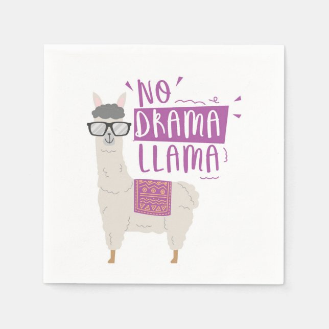 Guardanapo De Papel Purple No Drama Llama (Frente)